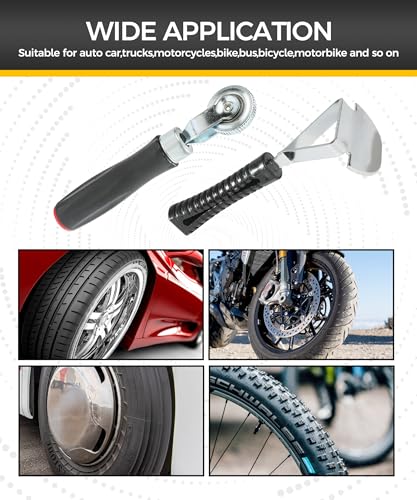 2PCS Tire Repair Tools,Tire Patch Kit,Tire Patch Roller,Car Accessories Tire Patch Tools,Tire Repair Roller and Scraper,Car Tire Repair Tool,Portable Tire Buffer Tool for Car Truck Motorcycle