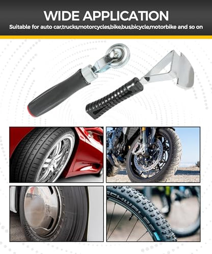 2PCS Tire Repair Tools,Tire Patch Kit,Tire Patch Roller,Car Accessories Tire Patch Tools,Tire Repair Roller and Scraper,Car Tire Repair Tool,Portable Tire Buffer Tool for Car Truck Motorcycle