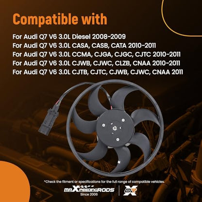 maXpeedingrods Right Engine Radiator Cooling Fan w/Brushless Motor Assembly for Audi Q7 2007-2015, 7L0959455E 7L0959455B - size: 7L0959455E