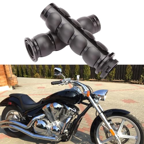 Pair of 1" Dual Black Motorcycle Bar End Hand Grips Handlebar Compatible with Cruisers Harley Yamaha Suzuki - color: Black#1