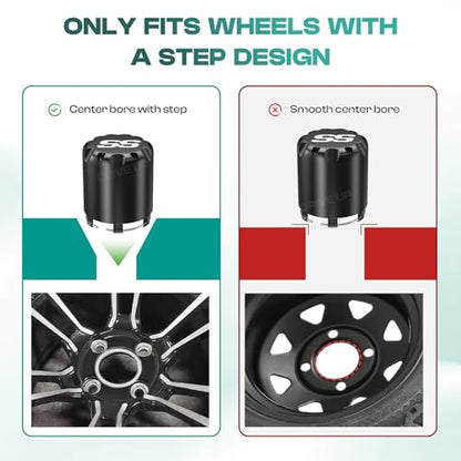 DRIVE UP Golf Cart SS Center Caps, Golf Cart ITP SS Wheel Center Hub Cap for Club Car EZGO Yamaha Models Wheel, 4 Packs - color: Black