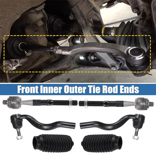 X AUTOHAUX 6pcs Front Inner Outer Tie Rod Ends Kit Suspension Steering Tie Rod End for Dodge Durango 2011-2015 for Jeep Grand Cherokee 2011-2015 Drag Link No.ES800972/ES800973/EV800987
