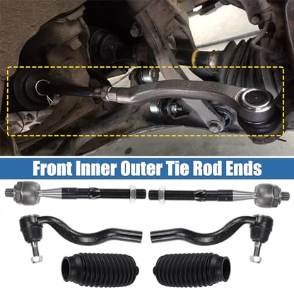 X AUTOHAUX 6pcs Front Inner Outer Tie Rod Ends Kit Suspension Steering Tie Rod End for Dodge Durango 2011-2015 for Jeep Grand Cherokee 2011-2015 Drag Link No.ES800972/ES800973/EV800987
