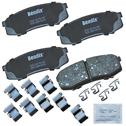 Bendix Priority1 CFC606 Ceramic Rear Brake Pads for Select Models Lexus GX460, GX470, LX450, Mitsubishi Montero, Montero Sport, Toyota 4Runner, FJ Cruiser, Land Sequoia - size: CFC606