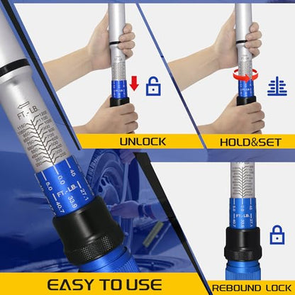 1-Inch Drive Click Torque Wrench, Dual-Direction Click Professional Torque Wrench 200-1200FT.LB/271-1356.7N.M, Dual Range Scales Graduated in FT.LB and N.M - size: 1" 200-1200 FT.LB