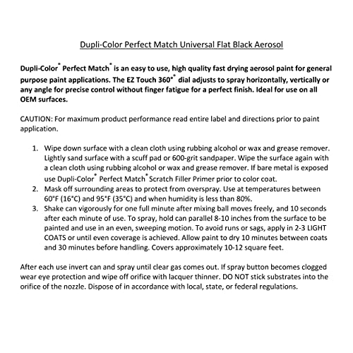 Dupli-Color EBUN01047 Perfect Match Automotive Spray Paint - Universal Flat Black - 8 oz. Aerosol Can - color: Universal Flat Black, size: 8 Ounce (Pack of 1), style: Universal