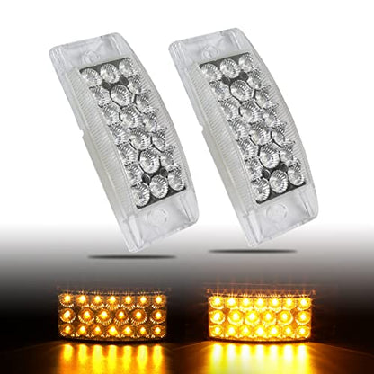 TMH 2 Pcs 6 Inch Clear Lens Amber Light with Reflectors 20 LED Trailer Signal Lights Two Step Bright Fit for Pickup RV SUV ATV Trucks Front Tail Lamps 12V DC - color: Clear Lens Amber (2 Pcs)