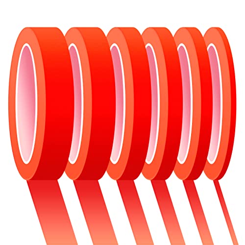 6 Rolls Fine Line Tape 1/16, 1/8, 1/5, 2/5, 1/2, 3/4 Inch x 55 Yard Fineline Masking Tape Painter Adhesive Automotive for DIY Car Auto Paint (Red, Mixed Sizes) - color: Red, size: Mixed Sizes