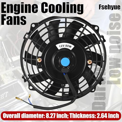 7" Universal Electric Radiator Fan Push Pull Slim Fan High Performance Cooling Fan 80W 12V Mount Kit 2PCS - size: 7 inch- 2PCS