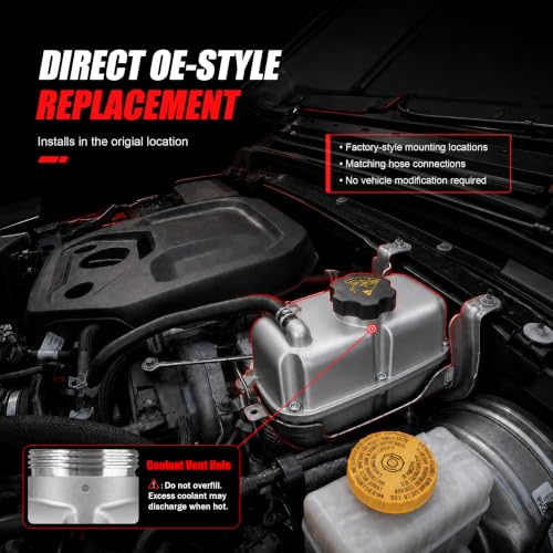 One-Piece Cast Aluminum Coolant Reservoir Expansion Tank for Jeep - size: 68364312AC