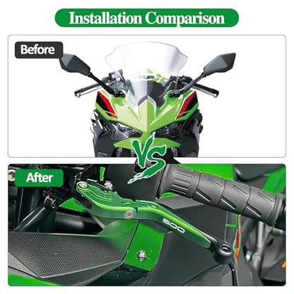 Brake Clutch Lever Set for Z500 Ninja500, Adjustable Levers(Green) - color: Green