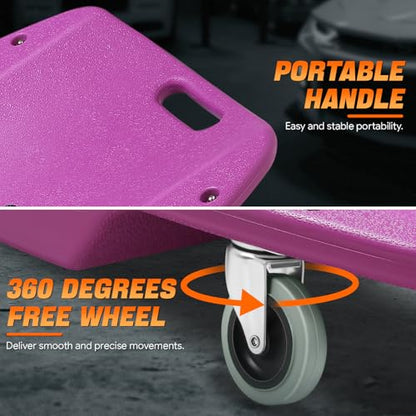DNA MOTORING 48 Inches Heavy-Duty Low-Profile Roller Automotive Creeper with Padded Headrest, Purple, TOOLS-00239-PR - color: Purple, size: 48 Inches