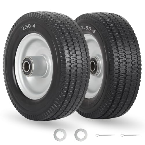 GICOOL 20.3cm(8인치) 2.50-4 솔리드 고무 플랫 프리 타이어 및 휠 핸드 트럭 돌리용