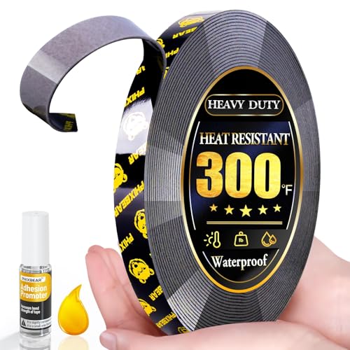 PHIXBEAR 300°F High Temperature Heavy Duty Double Sided Foam Tape with Adhesion Promoter - 20FT x 0.5" Waterproof Mounting Tape for LED Strips & Automotive Trim