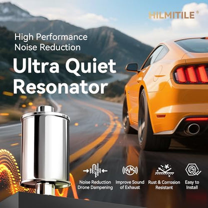 Resonator, 3'' Inlet & Outlet Ultra Quiet Resonator, 304 Stainless Steel Performance Exhaust Muffler