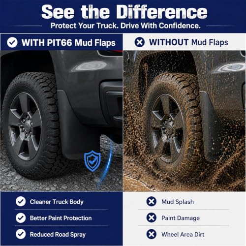 PIT66 Front+Rear Mud Flaps Fit Chevy Silverado Sierra 1500 1999-2007 - size: Fit Chevy Silverado/Sierra 1999-2004