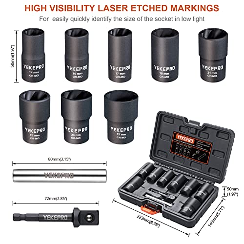 10PCS Lug Nut Removal Tool, 1/2" Drive Bolt Extractor Kit - size: 10-Piece Twist Socket Set