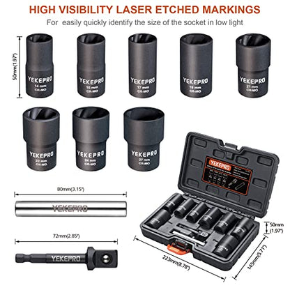 10PCS Lug Nut Removal Tool, 1/2" Drive Bolt Extractor Kit - size: 10-Piece Twist Socket Set