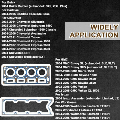 HS 26191 PT-1 Engine Cylinder Head Gasket Set for Buick Rainier,Chevrolet GMC 4.8L 5.3L V8 Engines,Intake Manifold Gaskets Superior Seal