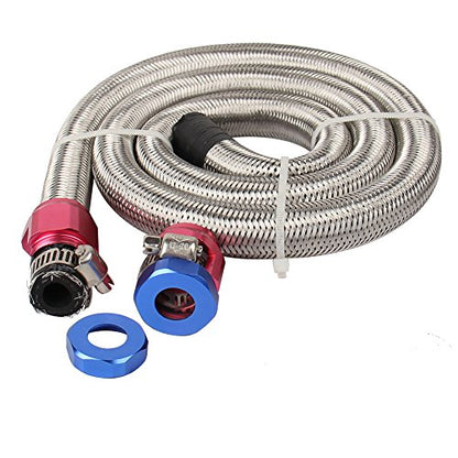 3 FT 6AN 3/8" ID Fuel Line Stainless Steel Braided Hose Kit, With 2 pcs AN6 Fitting Universal for Racing Fuel, Gas, Coolant - size: 3/8" ID, 3FT