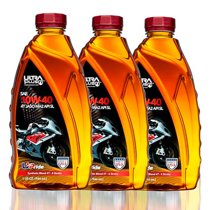 4T 10W-40 Synthetic Blend Motorcycle Oil JASO MA2 API SL 3 Quarts - size: 3 Quarts Pack