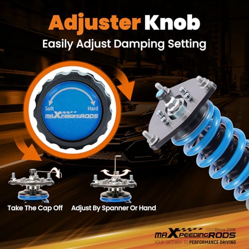 maXpeedingrods Coilover for Subaru Forester 2009-2013 3rd. Generation, 24 Levels Damper Adjustable Coilovers Suspension Kit Strut, Height Adjustable T6 Upgraded Lowering Kits Blue - size: Forester 2009-2013