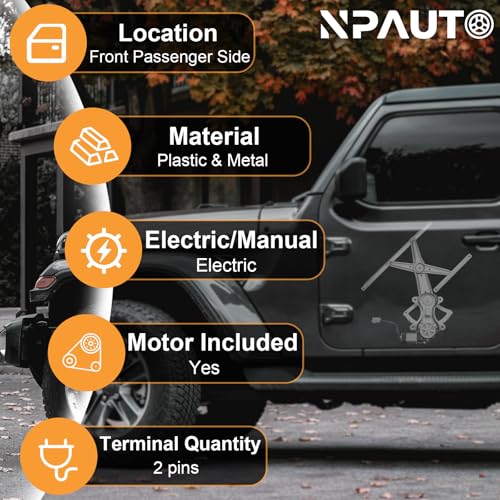 NPAUTO Front Right Passenger Side Power Window Regulator with Motor Replacement for 03-08 Toyota Corolla 2003 2004 2005 2006 2007 2008, 741-506 - style: Front Passenger Side