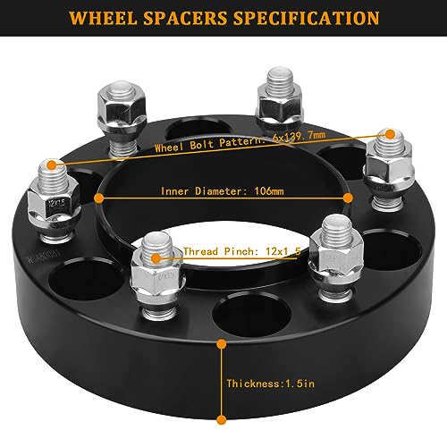 BRTEC 1.5inch Wheel Spacers 6x139.7mm 12x1.5 Studs - color: 1.5inch-4pcs