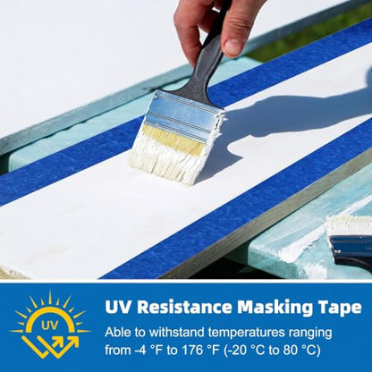 Blue Painters Tape, 0.94"/1.88" x 55 Yards Bulk Painter Tape, Blue Masking Tape for Painting, Easy Hand Tear No Residue Paint Tape for Home, Automotive, DIY Crafts(12,1.88inch) - size: 1.88inch