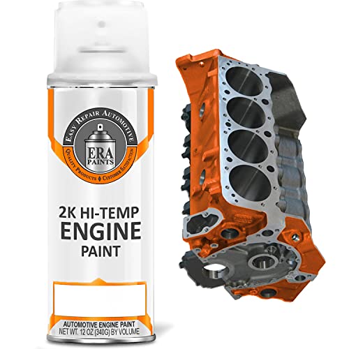 ERA Paints For Chevrolet Orange Engine Paint With Omni-Curing Catalyst Technology - 2K Aerosol Glossy Finish With High Temp Resistance And Extreme Durability Against Color Fade And Chemicals Like Brake Fluid - color: Orange 2K Spray Paint Only