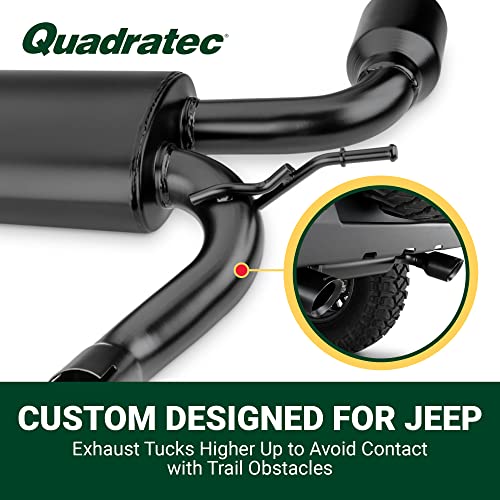Quadratec Axle Back Dual Outlet Performance Exhaust System - Fits Jeep Wrangler JK 2007-2018 - Offroad Durability - Stainless Steel, Black Finish - Deep Smooth Exhaust Tone - 2.5" Pipe, 4" Tips