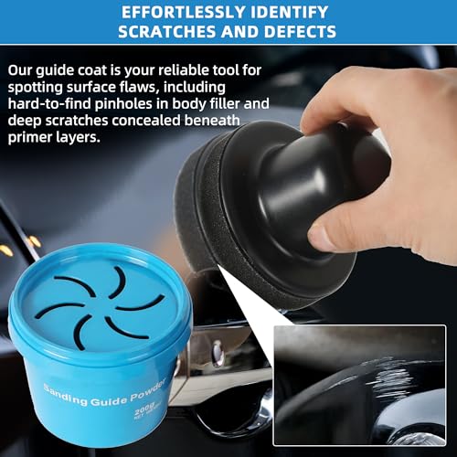 Calvana 7 oz Black Dry Guide Coat Powder for Auto Body Sanding, Highlights Scratches, Pinholes & Low Spots, Moisture-Resistant Cap, Wet & Dry Sanding Compatible
