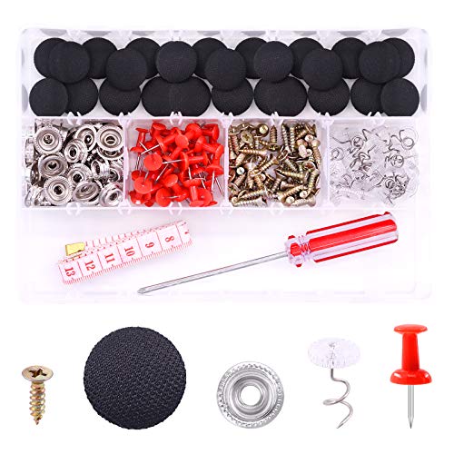 Swpeet 152Pcs Black Car Roof Headliner Repair Rivets Repair Button with Twist Pins and Installation Tool Kit, Bed Skirt Pins Auto Roof Snap Pins Retainer Design for Car Roof Flannelette Fixed - color: Black
