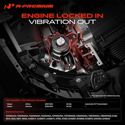 A-Premium Engine Motor and Transmission Mount Kit, with Torque Strut Mount - style: 5PCS (2007-2012 Altima V6 3.5L Automatic CVT)