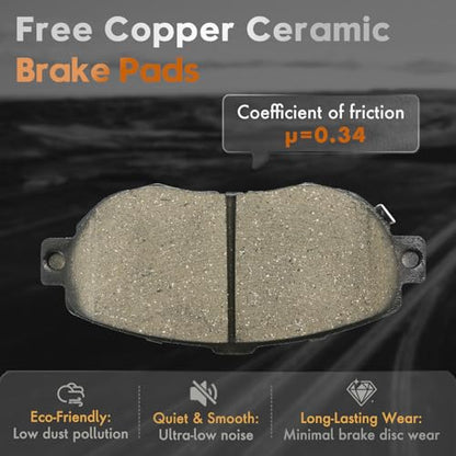 Betthand Brakes and Rotors Fit for 2001-2005 Lexus IS300, 3L 4L L6 V8 - size: 96473*2+96760*2+D619-7495+D771-7638