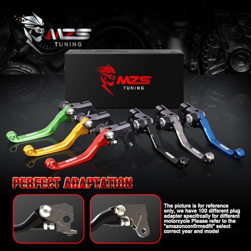 MZS Black Dirt Bike Brake Clutch Levers Adjustable Foldable Pivot Short Set - color: Black, size: KX125/KX250/KX250F/KX450F
