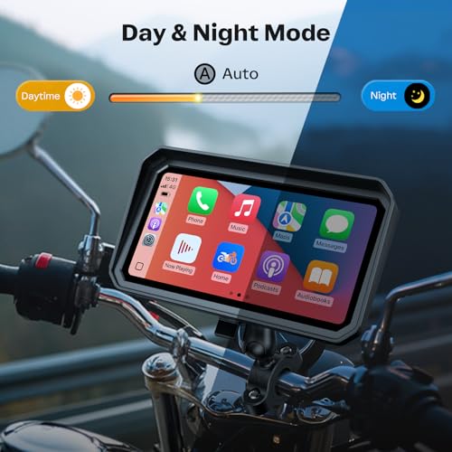 WonVon 6.25 Inch Wireless Motorcycle Carplay GPS Navigation System with Apple Carplay and Android Auto Portable Screen with Dual Bluetooth, Navigation, Siri, Google Assistant with Magnetic Mount - size: 6.25 Inch+Magnetic Mount