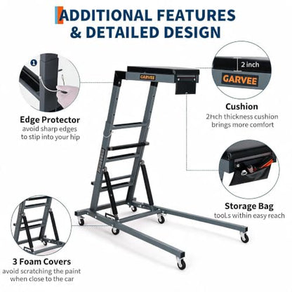 Garvee Automotive Top Side Creeper, 400 LBS, Dark Gray - color: Dark Gray
