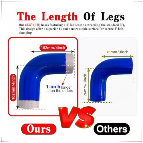 3” ID 90 Degree Elbow Silicone Coupler Hose with Clamps Blue - color: Blue, size: 3" (76mm)