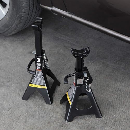 Torin AT43002AB-1 Double Locking Steel Jack Stands, 3 Ton (6,000 LBs) Capacity, Black, 1 Pair - style: Double Locking