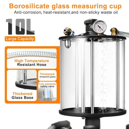 18.5 Gal Oil Drain Extractor and 10 Liter Glass Measuring Cup Red - size: 5701-R