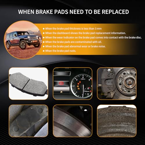 Front and Rear Disc Brake Pads Set Ceramic w/Hardware Replacement for Toyota Rav4 2019/ Camry 2018 2019 2020 2021