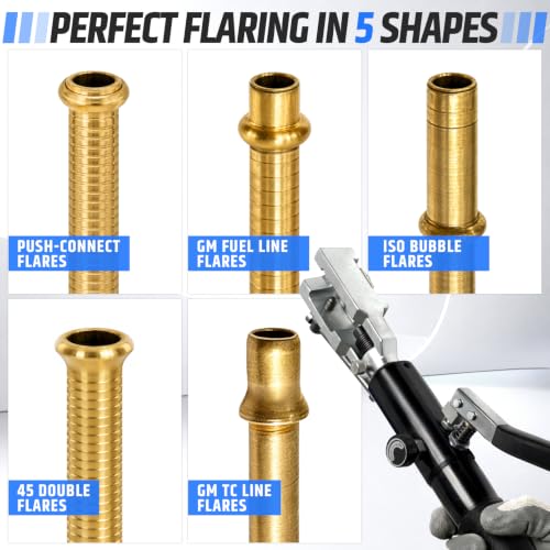 Hydraulic Brake Line Flaring Tool, 45° Double & Bubble Flare Tool Kit