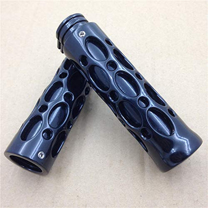 TRHB103-1''- Black Motorcycle Hole Hollow Shape 1" Hand Grips Compatible with Nomad Drifter Vulcan 1600 2000/ Kawasaki Vulcan 1500 Classic