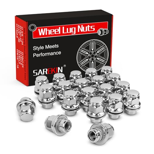20 Pcs M12x1.25 Lug Nuts Chrome Mag Flat Seat Wheel Lug Nut with Washer