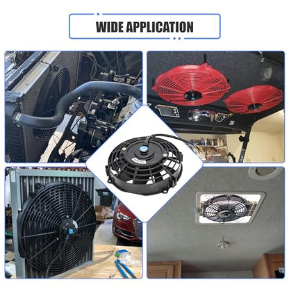 7" Slim Fan Push Pull Electric Radiator Cooling Fan, Black, 2 Packs - color: Black, size: 7'’(2 Pack)