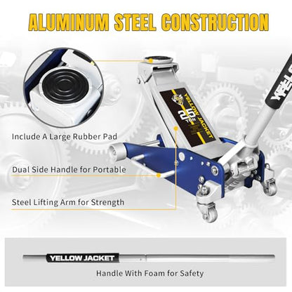 YELLOW JACKET 2.5 Ton Floor Jack Aluminum and Steel Racing Car Jack - color: Blue, size: 2.5T low profile dual pump
