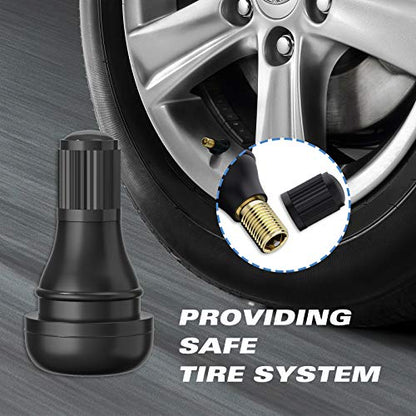CKAuto TR412 Tubeless Rubber Snap-in Tire Valve Stems, Black, 5 Pcs/Bag - size: TR412
