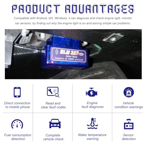 2PCS ELM327 OBDⅡ Car Auto Diagnostic Scanner, Mini OBDII Professional Bluetooth Scan Tool and Code Reader, Wireless Interface OBD2 Auto Diagnostic Tool for Android and iOS