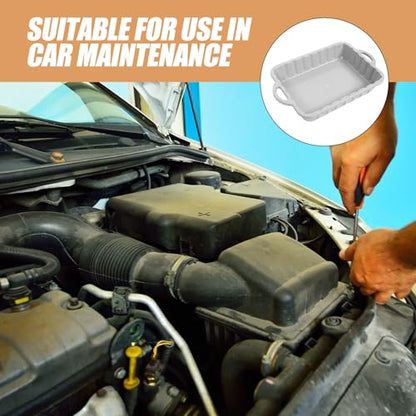 CALLARON 23.5" Car Oil Drain Pan - Heavy Leakproof Oil Collector Pan - color: White